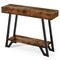 Rustic Industrial Console Table 2-Tier Brown Wood Black Metal Entryway Table
